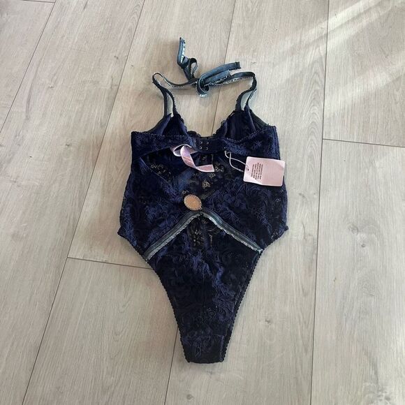 RARE Savage X Fenty blue denim Jean Lace Bodysuit sexy cowboy rodeo Rihanna hot - Picture 6 of 10